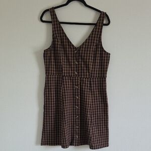 Plaid Brown Sleeveless Dress